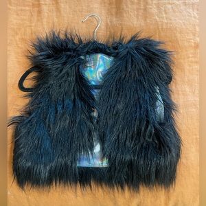 Small black fuzzy vest
